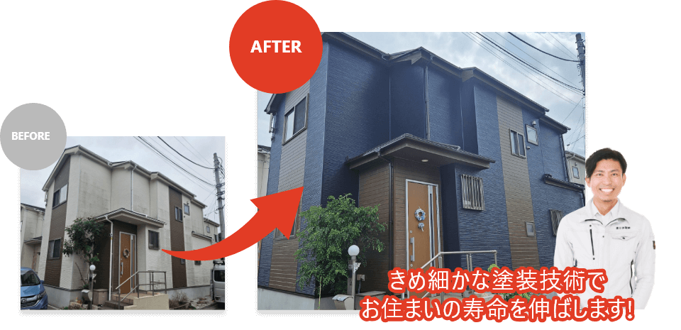 きめ細かな塗装技術でお住まいの寿命を伸ばします!