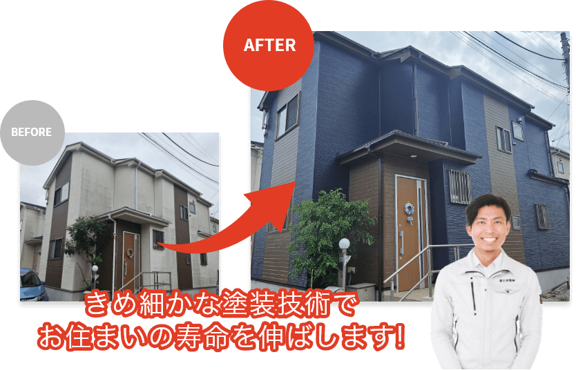 きめ細かな塗装技術でお住まいの寿命を伸ばします!